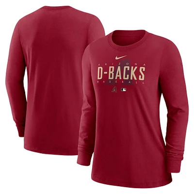 Women's Nike Red Arizona Diamondbacks Authentic Collection Legend Performance Long Sleeve T-Shirt