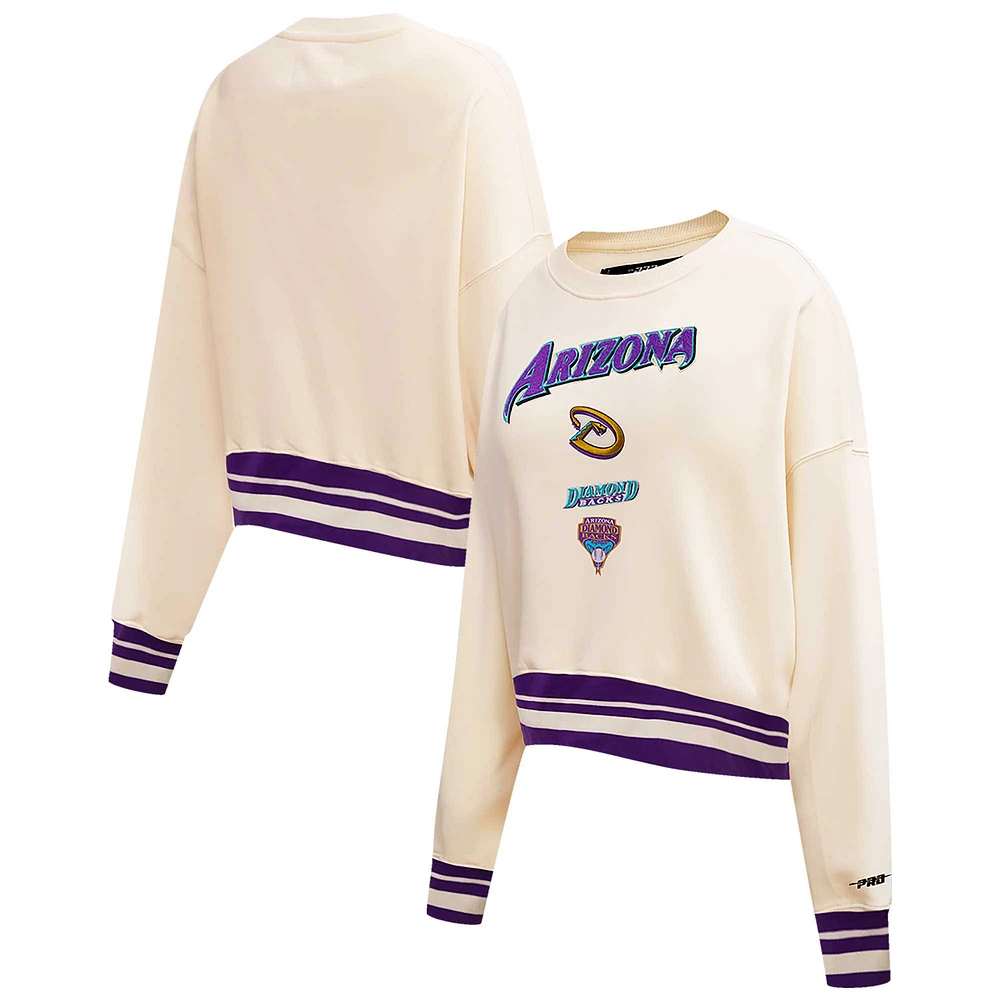 Women's Pro Standard Cream Arizona Diamondbacks Retro Classic Fleece Pullover Sweatshirt