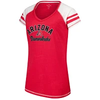 Women's Soft as a Grape Red Arizona Diamondbacks Curvy Color Block Tri-Blend Raglan V-Neck T-Shirt