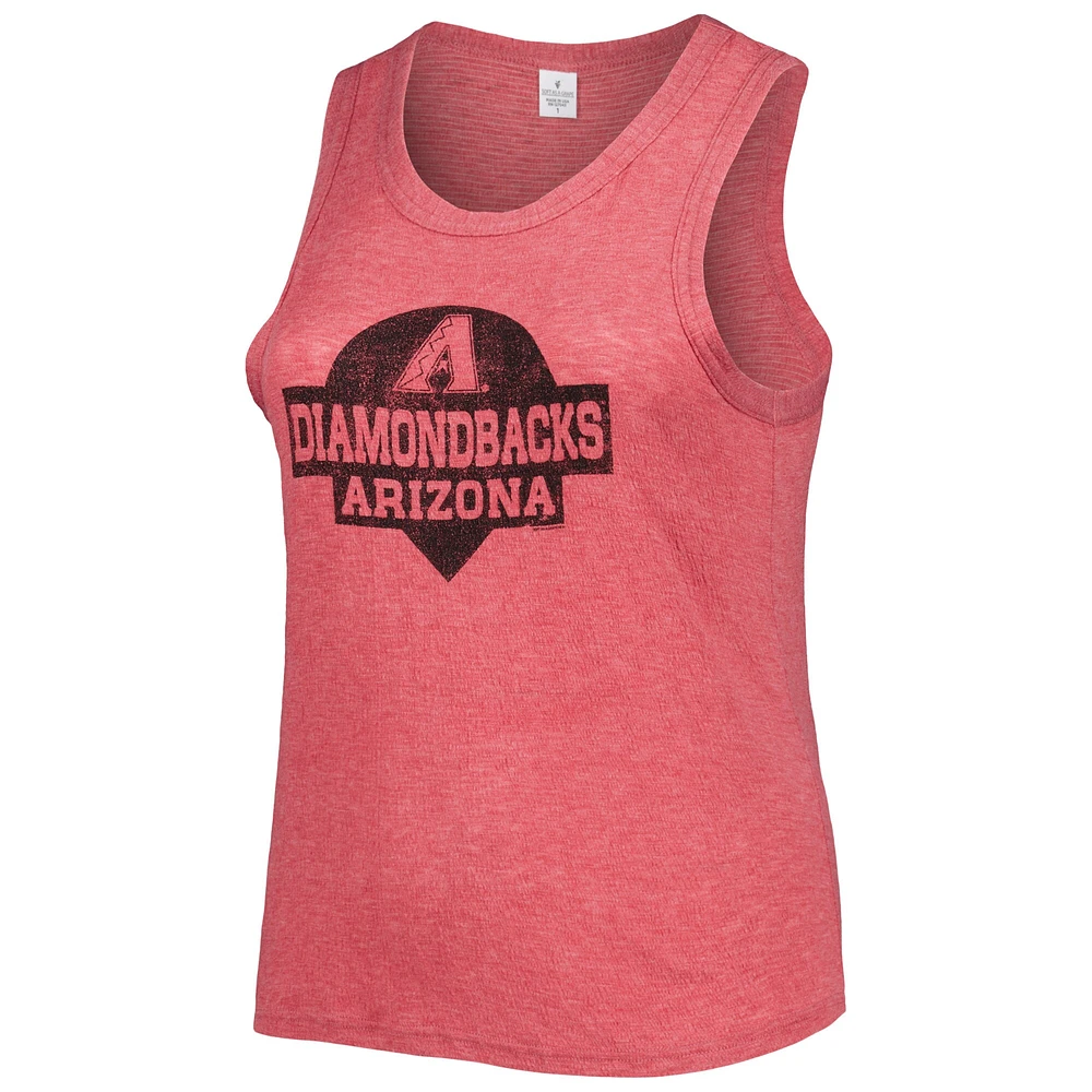 Women's Soft as a Grape Red Arizona Diamondbacks Plus High Neck Tri-Blend Tank Top