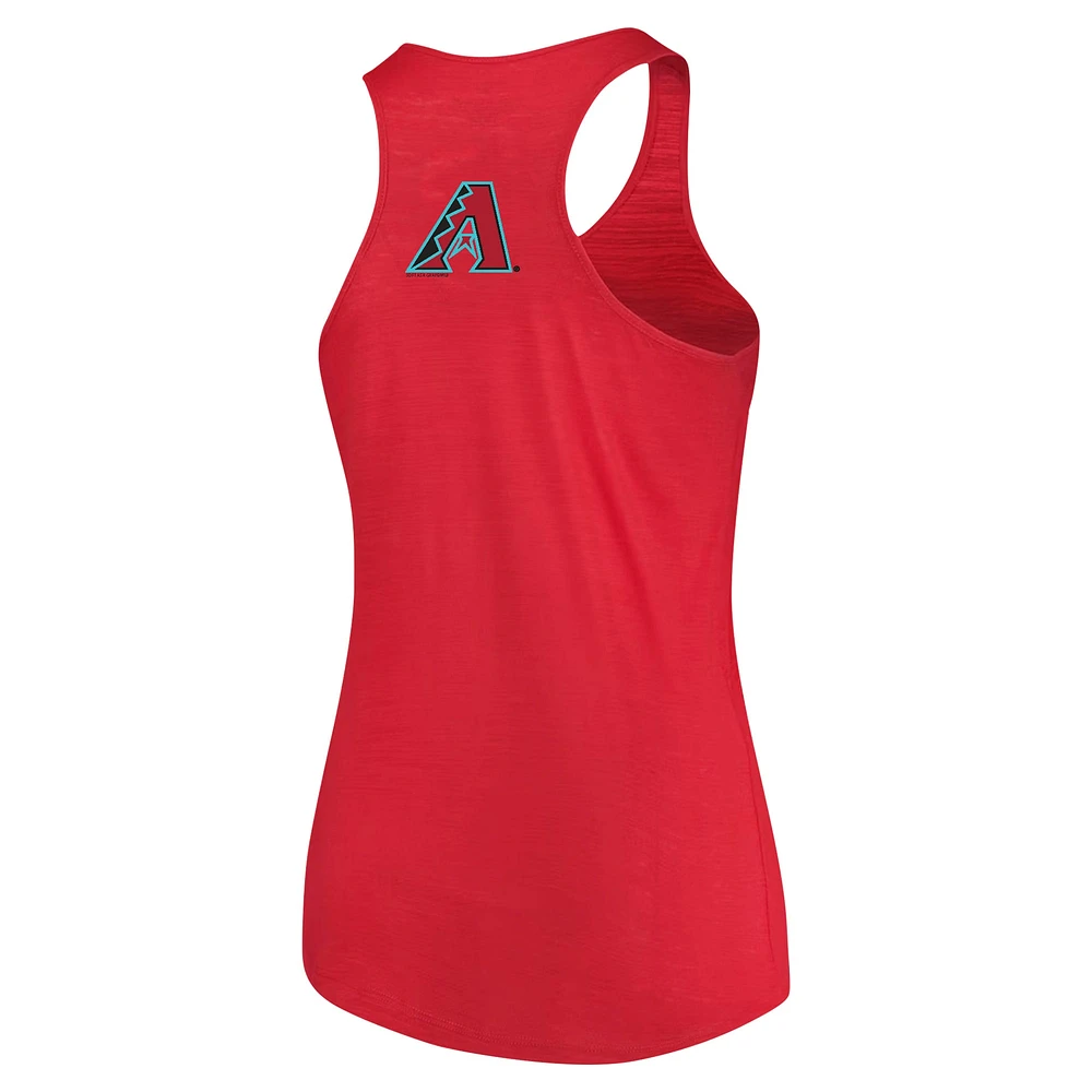 Women's Soft as a Grape Red Arizona Diamondbacks Plus Swing for the Fences Tri-Blend Racerback Tank Top