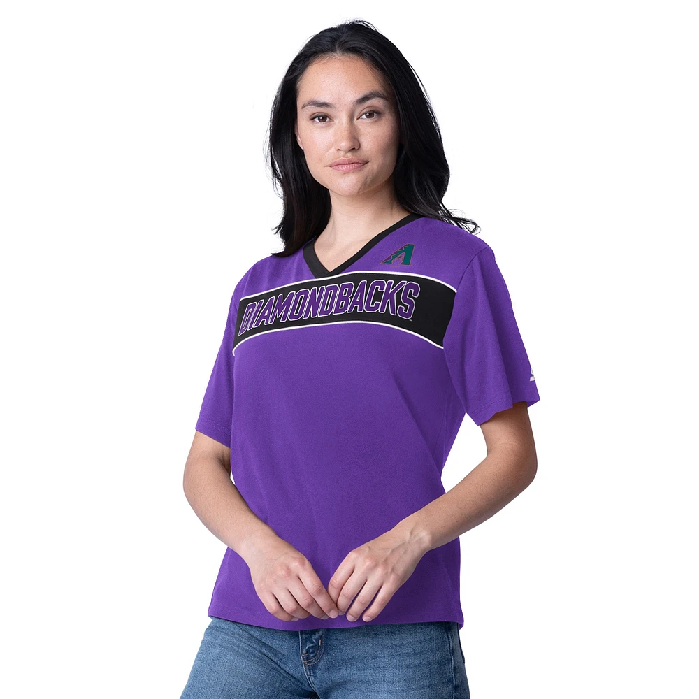 T-shirt à col en V violet pour femme des Diamondbacks de l'Arizona