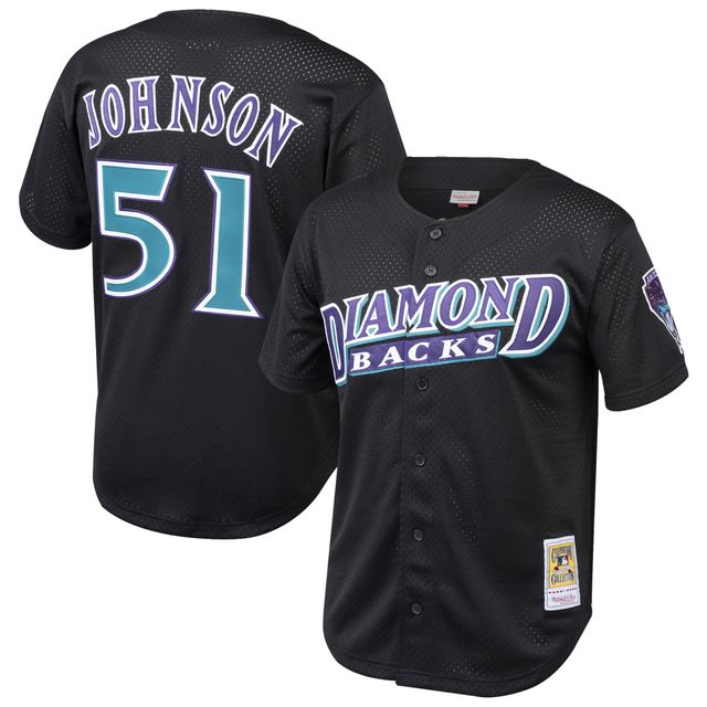 Maillot d'entraînement au bâton en maille pour jeunes Mitchell & Ness Randy Johnson, noir, Arizona Diamondbacks, collection Cooperstown