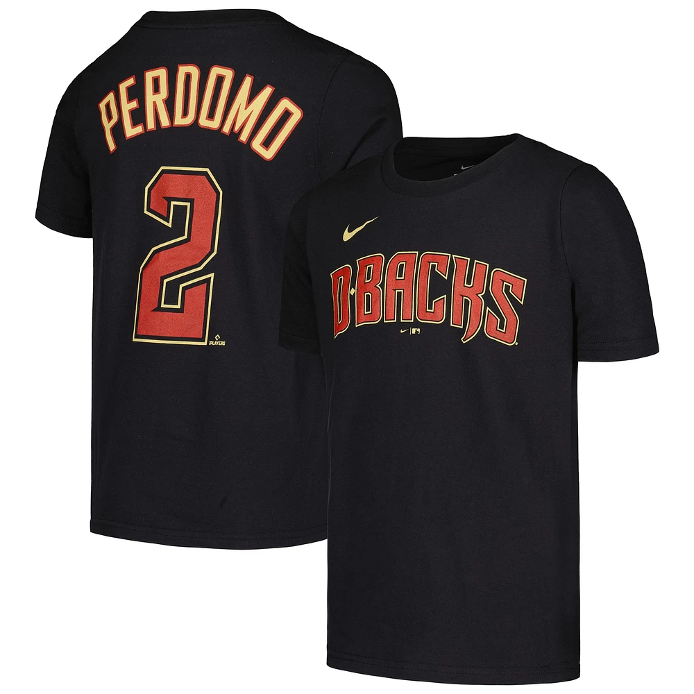 Youth Nike Geraldo Perdomo Black Arizona Diamondbacks Name & Number T-Shirt