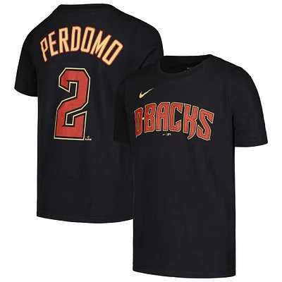 T-shirt avec nom et numéro Nike Geraldo Perdomo pour jeunes des Diamondbacks de l'Arizona, noir