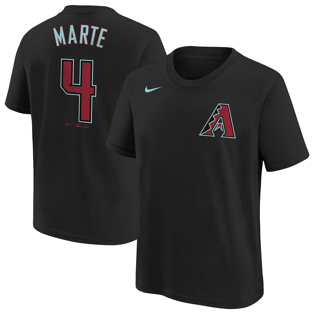 Youth Nike Ketel Marte Black Arizona Diamondbacks 2024 Fuse Name & Number T-Shirt