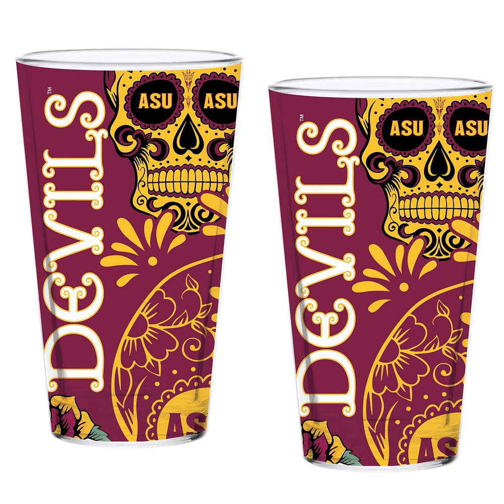 Arizona State Sun Devils Two-Pack 16oz. Dia De Los Muertos Pint Glass Set