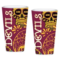 Lot de deux verres à bière 16 oz des Sun Devils de l'État de l'Arizona