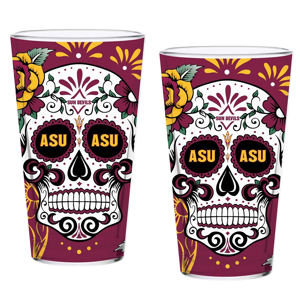 Lot de deux verres à bière 16 oz des Sun Devils de l'État de l'Arizona