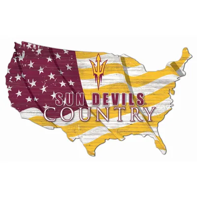 Arizona State Sun Devils USA Flag Cutout Sign