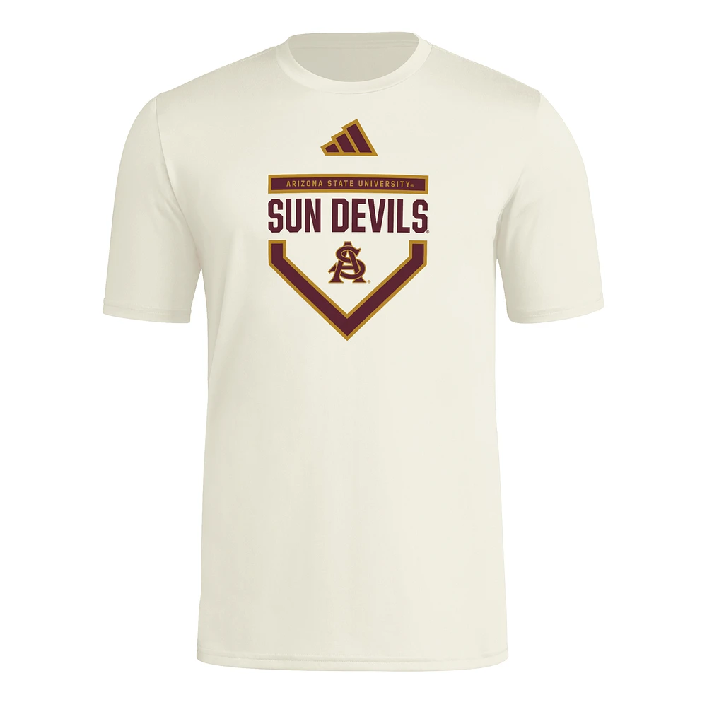 T-shirt d'avant-match adidas crème Arizona State Sun Devils Home Plate pour homme
