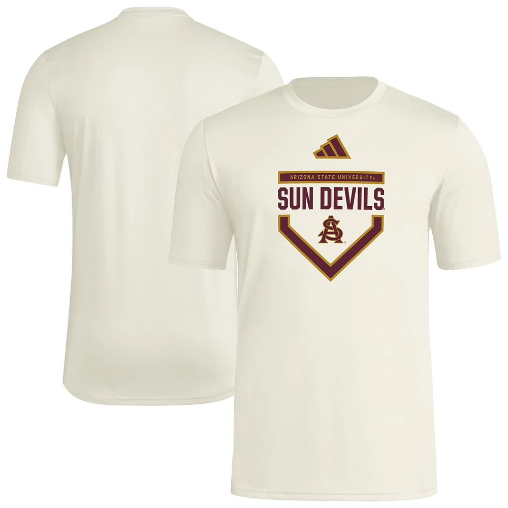 T-shirt d'avant-match adidas crème Arizona State Sun Devils Home Plate pour homme