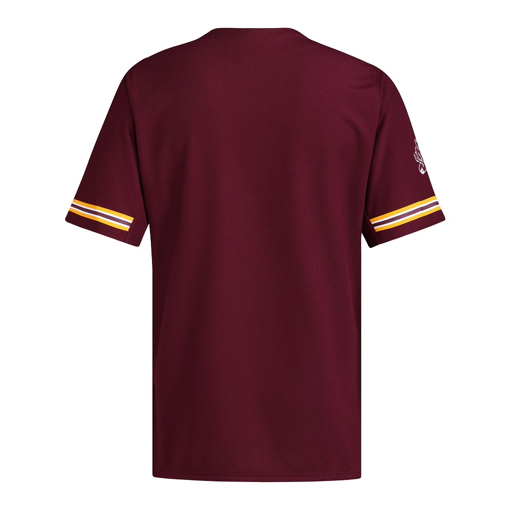 Maillot de baseball rétro réversible à boutons complets pour homme adidas Maroon Arizona State Sun Devils