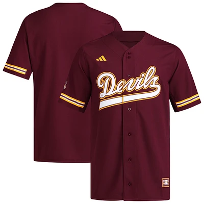 Maillot de baseball rétro réversible à boutons complets pour homme adidas Maroon Arizona State Sun Devils