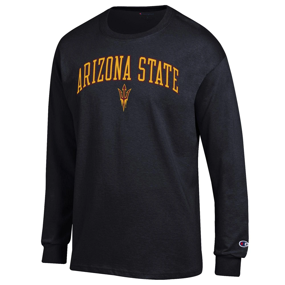 Men's Champion  Black Arizona State Sun Devils Arch Over Logo Long Sleeve T-Shirt