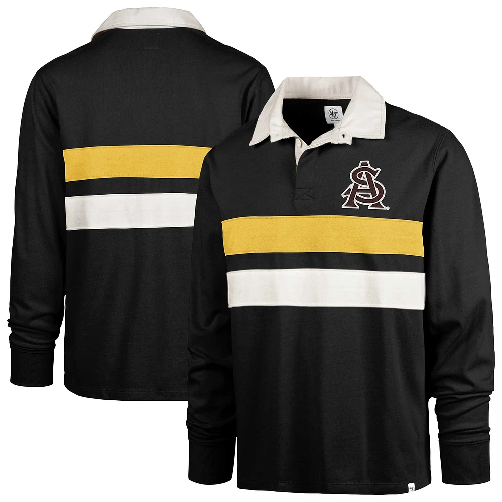 Men's '47 Black Arizona State Sun Devils Clubhouse Knox Thames Long Sleeve Rugby Polo