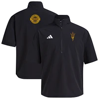 Veste d'entraînement à manches courtes et demi-zip adidas noire pour homme Arizona State Sun Devils 2024