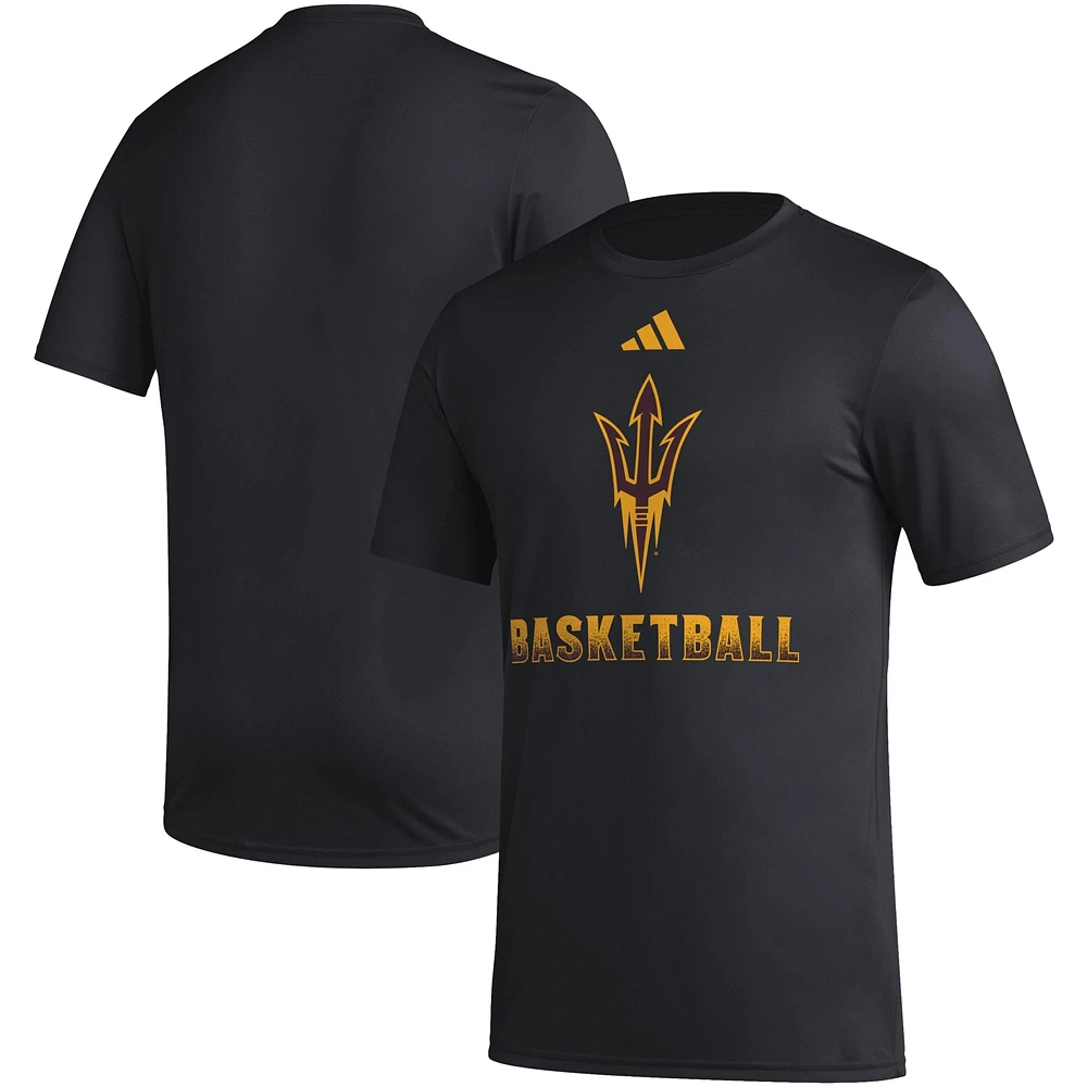 T-shirt d'avant-match de basket-ball adidas noir Arizona State Sun Devils Fadeaway AEROREADY pour hommes