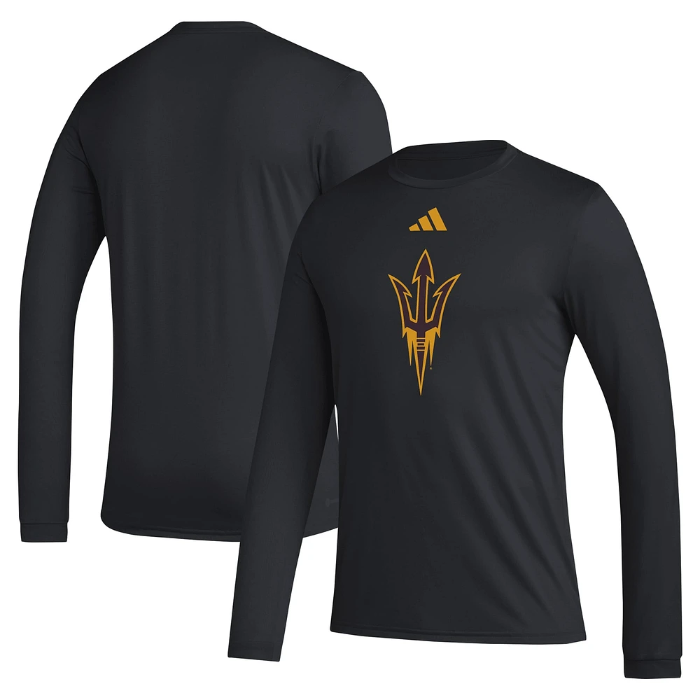 Men's adidas Black Arizona State Sun Devils Primary Locker Logo Pre-Game Long Sleeve T-Shirt