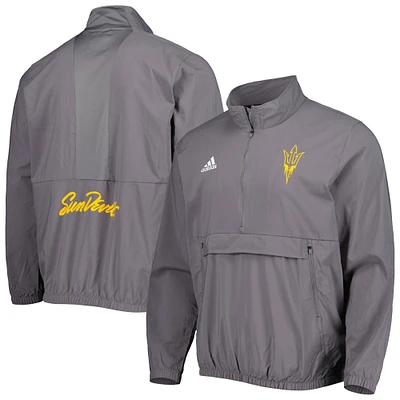 Veste à demi-zip tissée adidas Grey Arizona State Sun Devils Strategy Stadium AEROREADY pour hommes