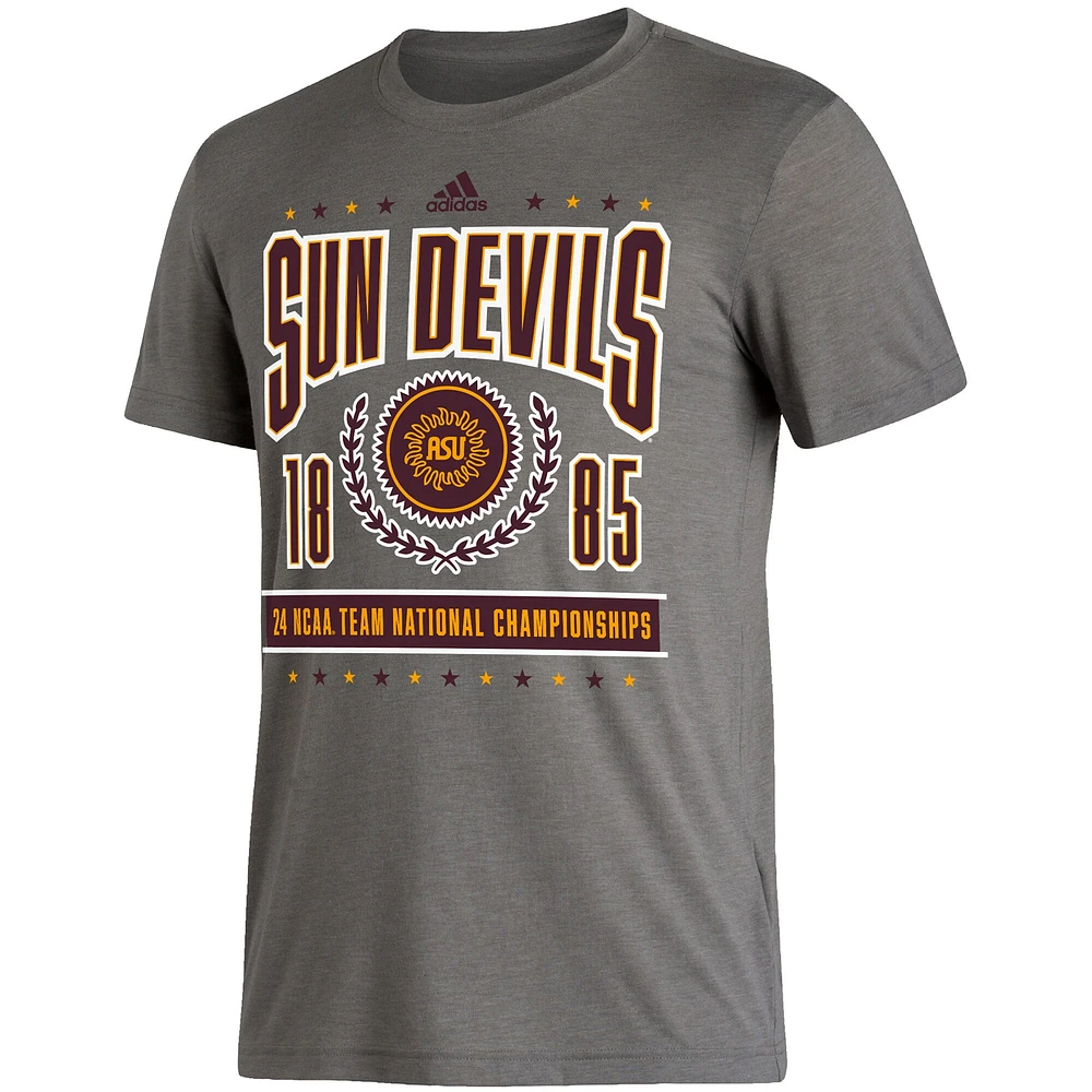 T-shirt pour homme adidas Heathered Charcoal Arizona State Sun Devils 24 NCAA Team National Championships Reminisce