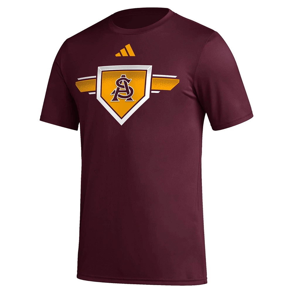 Men's adidas Maroon Arizona State Sun Devils 2023/24 AEROREADY Homeland Plate Pregame T-Shirt