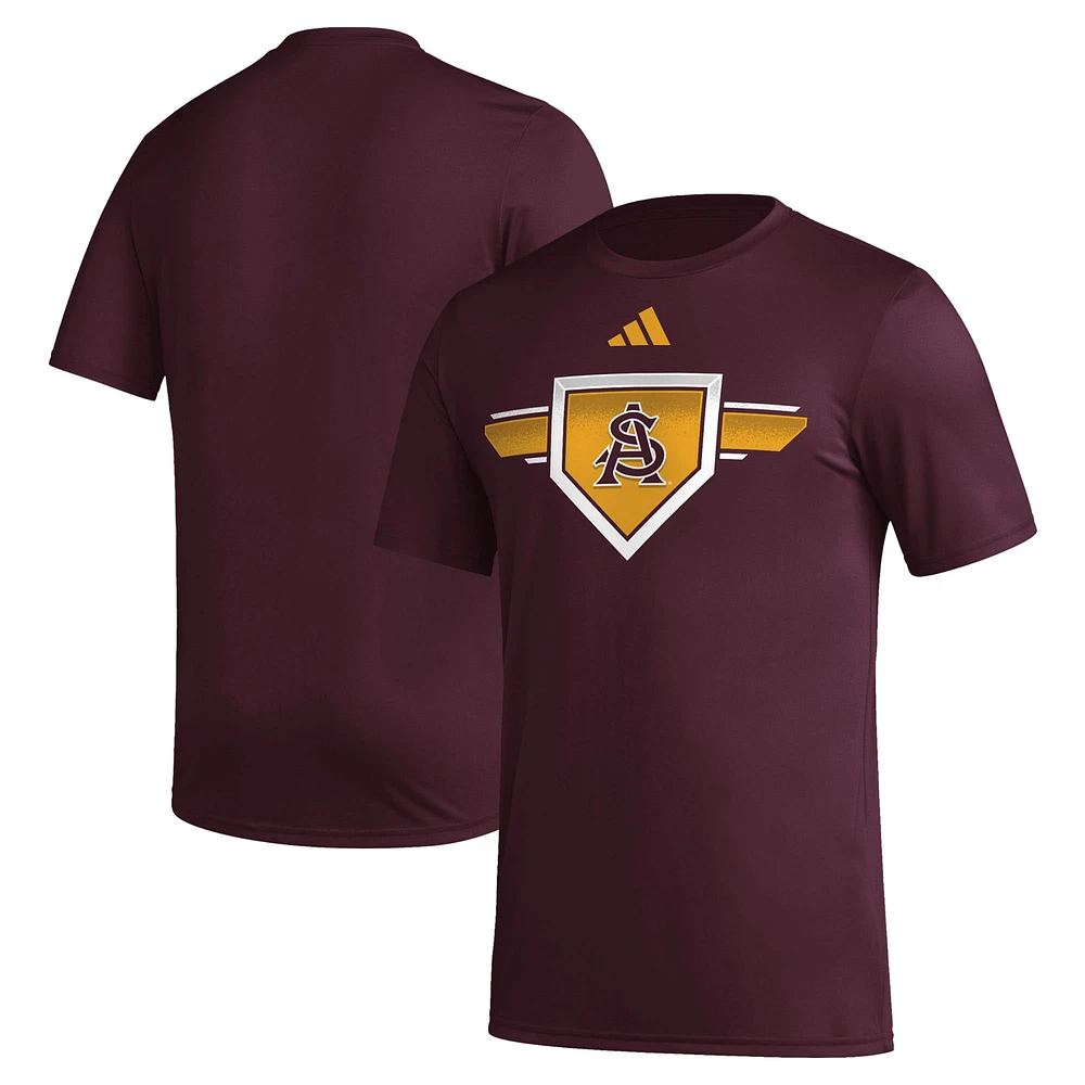 Men's adidas Maroon Arizona State Sun Devils 2023/24 AEROREADY Homeland Plate Pregame T-Shirt