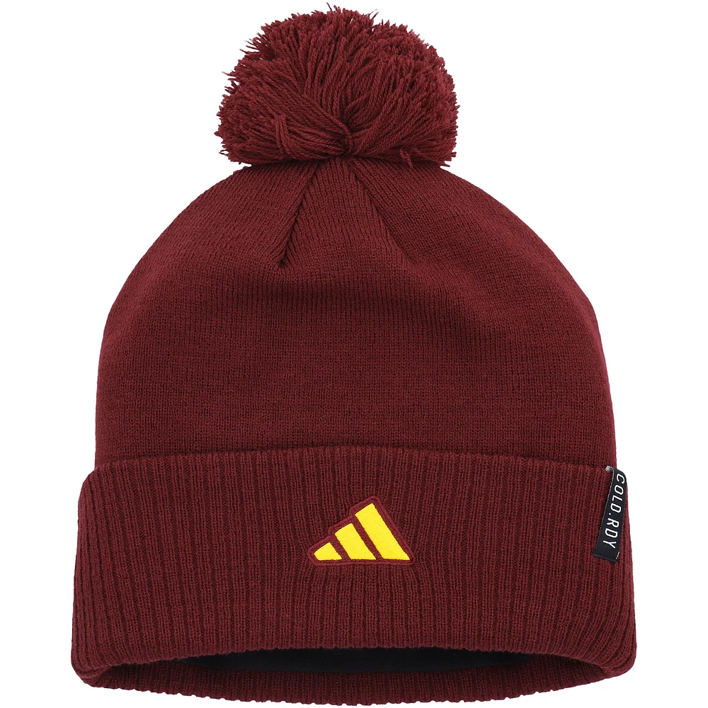 Men's adidas Maroon Arizona State Sun Devils 2023 Sideline COLD.RDY Cuffed Knit Hat with Pom