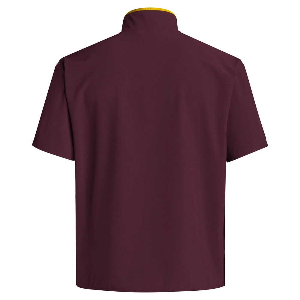 Men's adidas Maroon Arizona State Sun Devils 2024 Coaches Sideline Half-Zip Short Sleeve Jacket