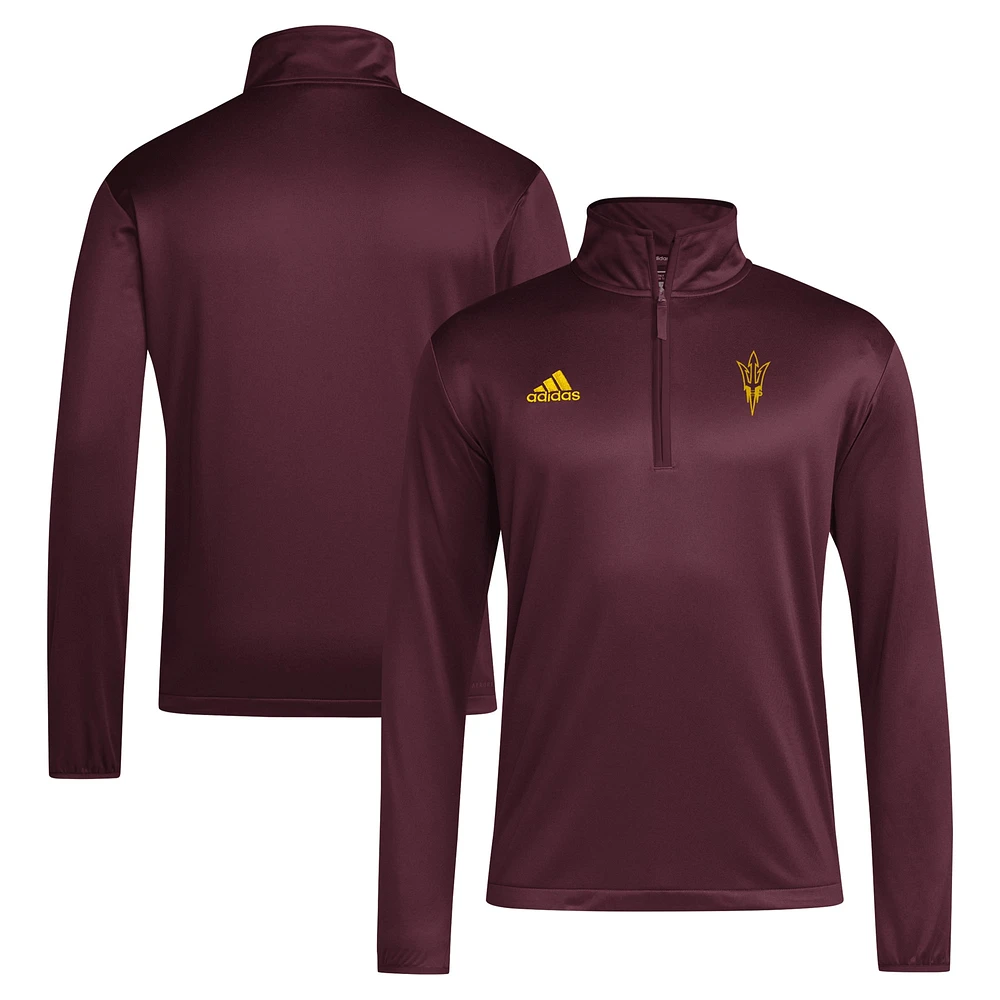 Men's adidas Maroon Arizona State Sun Devils 2024 Coaches Sideline Quarter-Zip Top