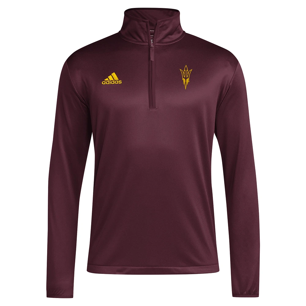 Men's adidas Maroon Arizona State Sun Devils 2024 Coaches Sideline Quarter-Zip Top