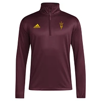 Haut adidas marron Arizona State Sun Devils 2024 Coaches Sideline à fermeture éclair pour homme