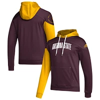 Men's adidas Maroon Arizona State Sun Devils Block Stadium Pullover Hoodie