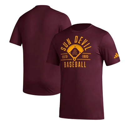 T-shirt d'avant-match de baseball adidas Maroon Arizona State Sun Devils Exit Velocity AEROREADY pour hommes