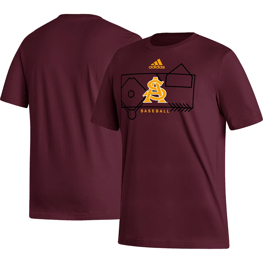 T-shirt adidas Maroon Arizona State Sun Devils Locker Lines Baseball Fresh pour hommes