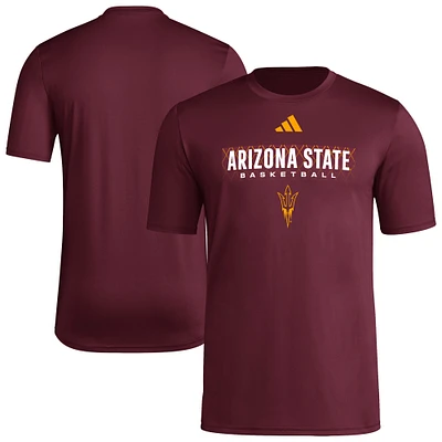 Men's adidas Maroon Arizona State Sun Devils Locker On-Court The Fade Pregame AEROREADY T-Shirt