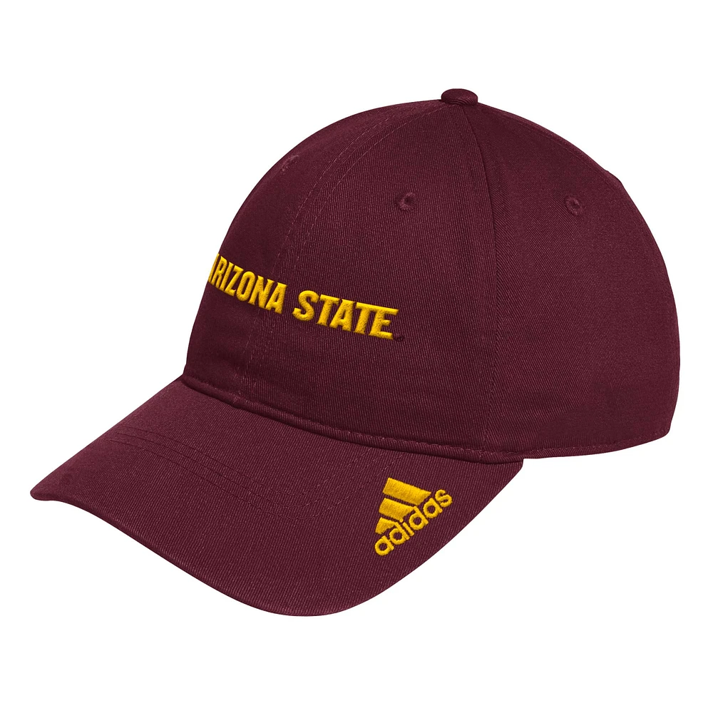 Men's adidas Maroon Arizona State Sun Devils Locker Room Wordmark Slouch Adjustable Hat