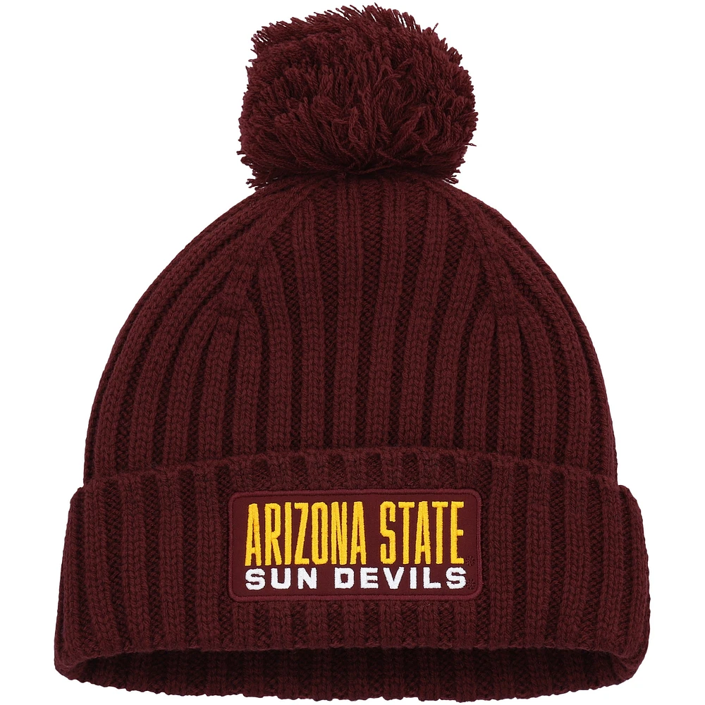 Men's adidas Maroon Arizona State Sun Devils Modern Ribbed Cuffed Knit Hat with Pom