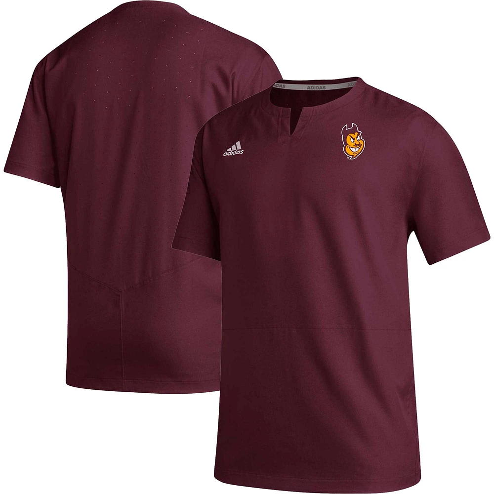 Men's adidas Maroon Arizona State Sun Devils Notch Neck Iron Cage Top