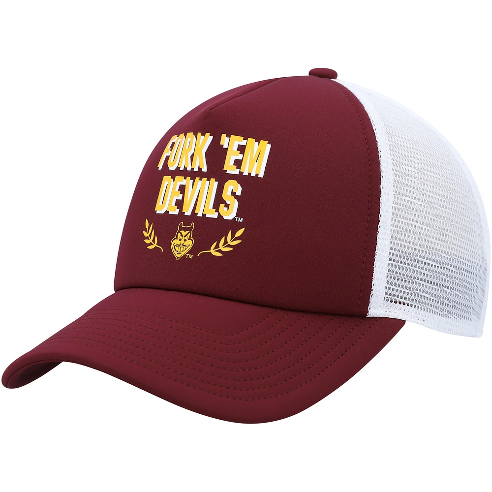 Casquette réglable adidas Maroon Arizona State Sun Devils Phrase Foam Front Trucker pour hommes