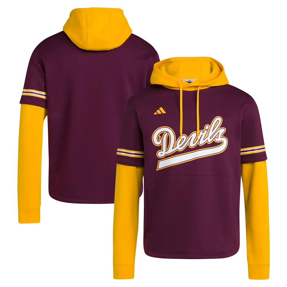 Sweat à capuche en jersey de baseball pour hommes adidas Maroon Arizona State Sun Devils