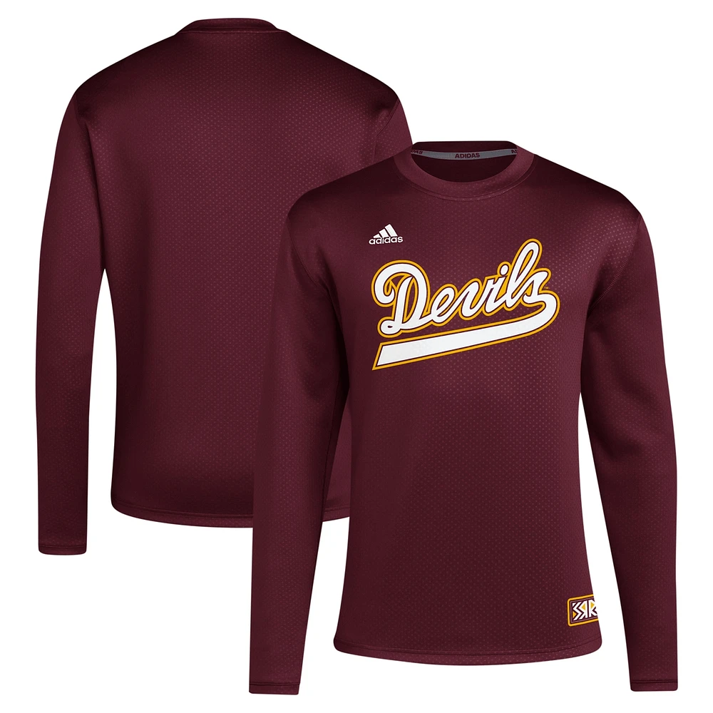 Sweat-shirt à enfiler adidas Maroon Arizona State Sun Devils Reverse Retro Baseball Script pour hommes