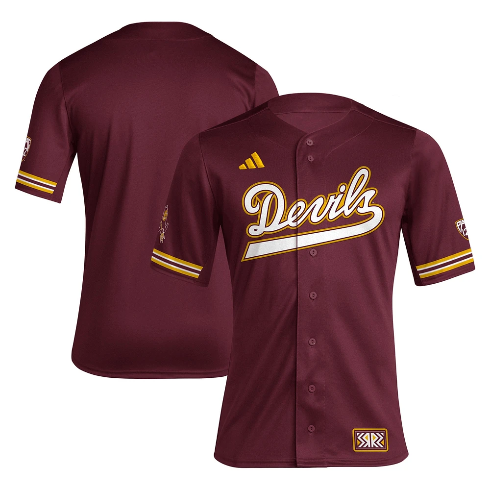 Maillot de baseball rétro réplique inversé des Sun Devils l'Arizona State pour hommes adidas marron