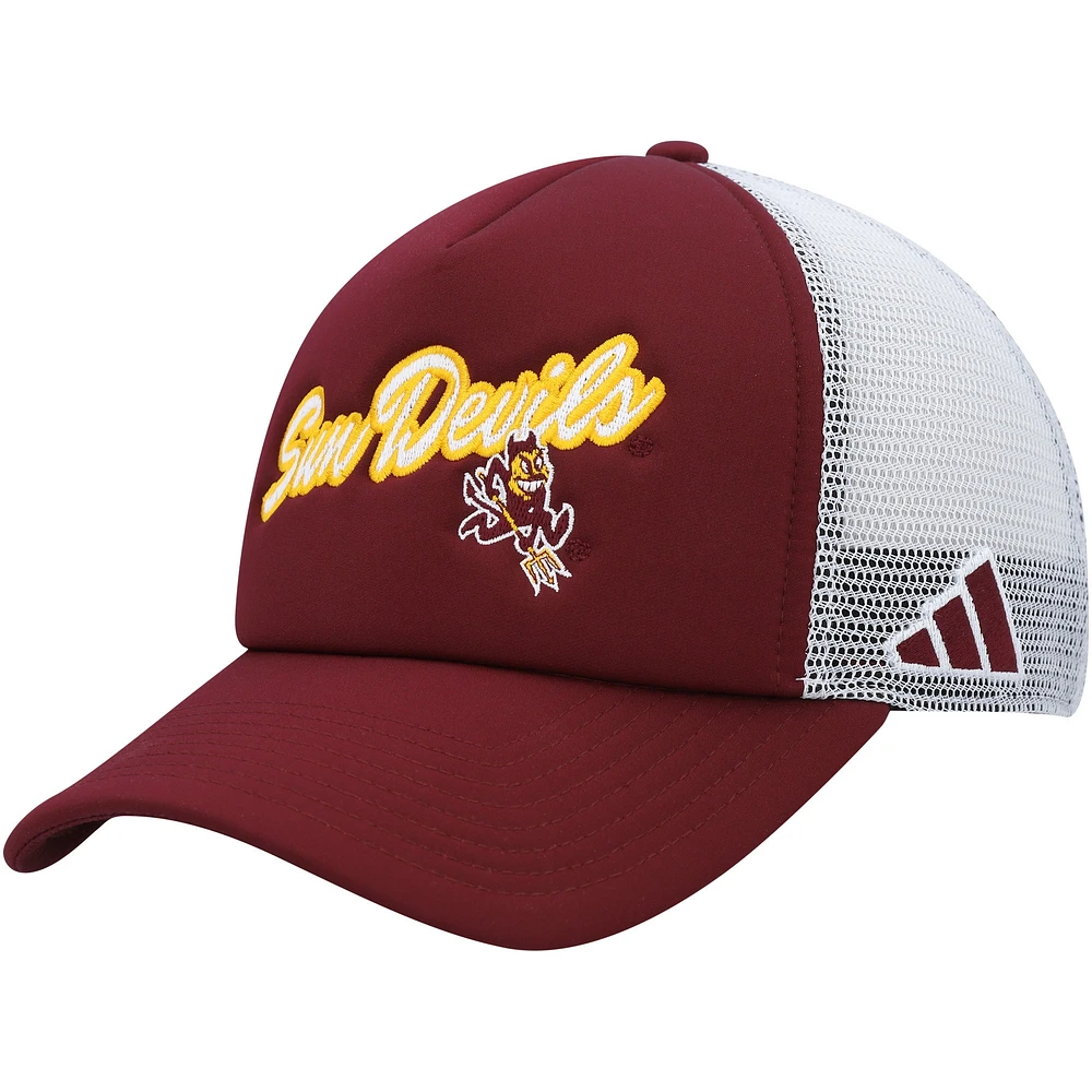 Men's adidas Maroon Arizona State Sun Devils Script Trucker Snapback Hat