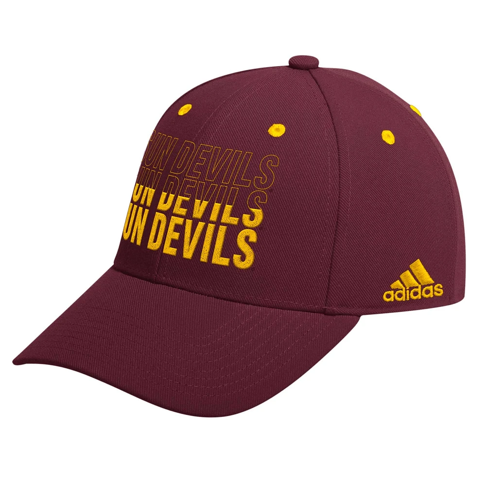 Casquette réglable à demi-police saisonnière adidas Maroon Arizona State Sun Devils pour hommes