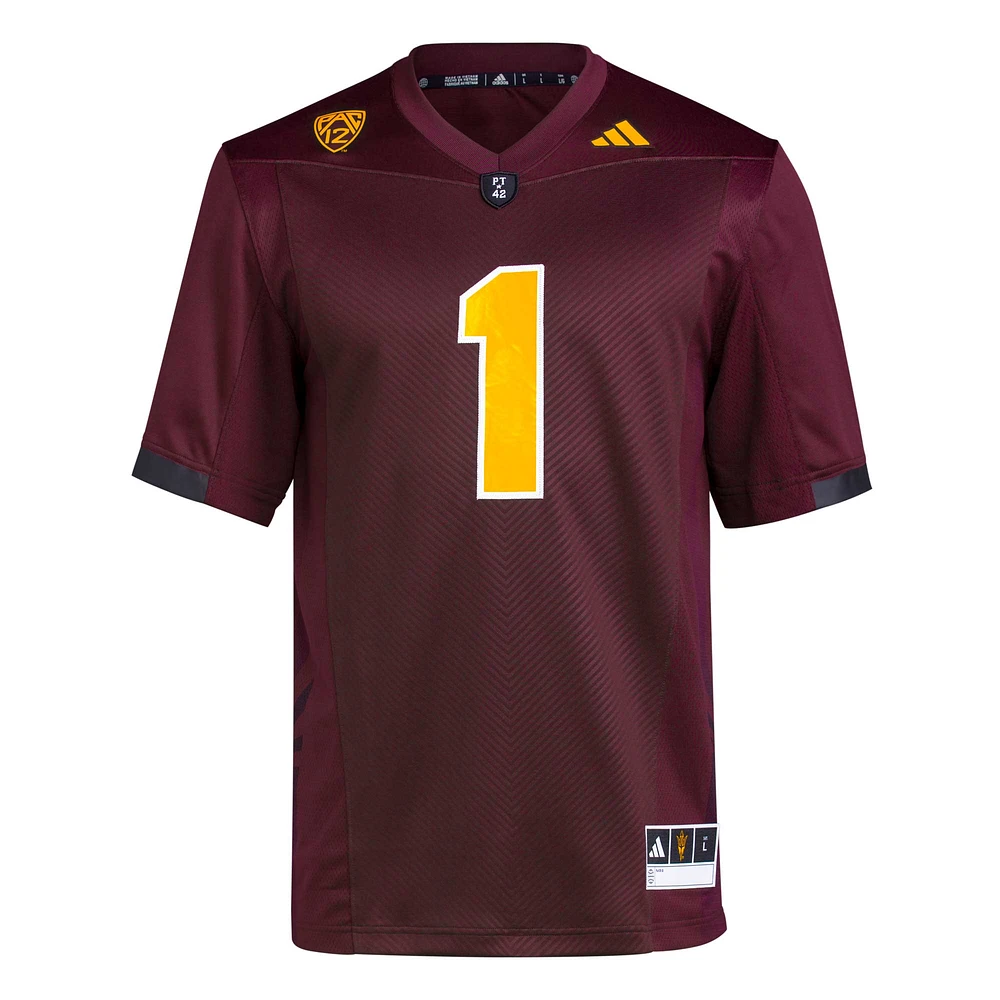 Men's adidas #1 Maroon Arizona State Sun Devils Premier Football Jersey