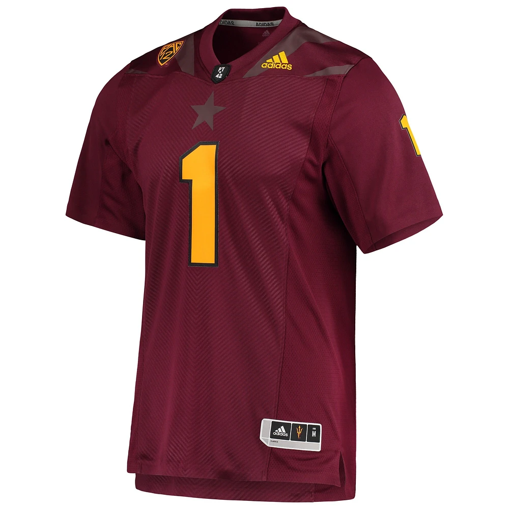 Men's adidas #1 Maroon Arizona State Sun Devils Team Premier Football Jersey