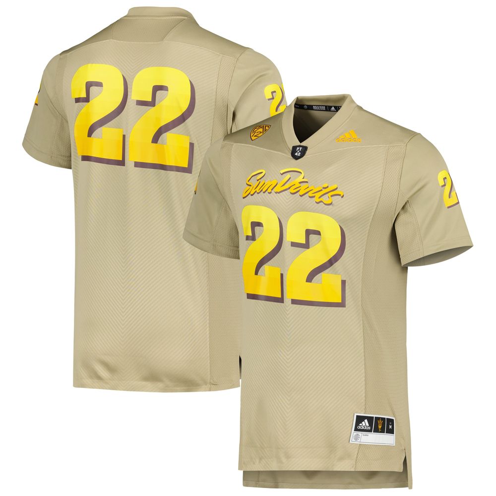 Men's adidas #22 Tan Arizona State Sun Devils Rising Premier Strategy Jersey