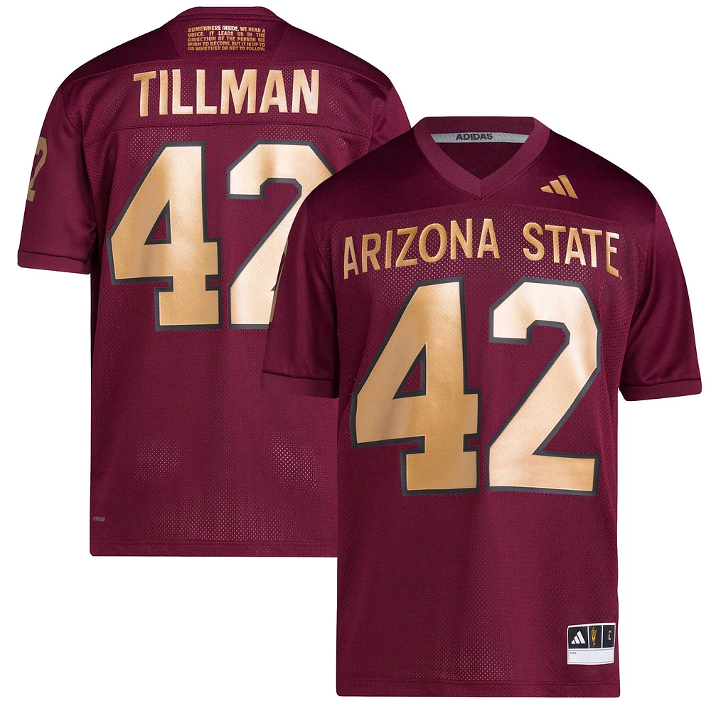 Men's adidas Pat Tillman #42 Maroon Arizona State Sun Devils Football Icon Premier Jersey