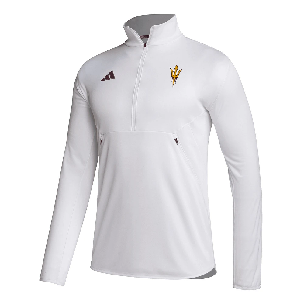 Haut à demi-zip AEROREADY Sideline 2023 adidas Arizona State Sun Devils pour homme, blanc